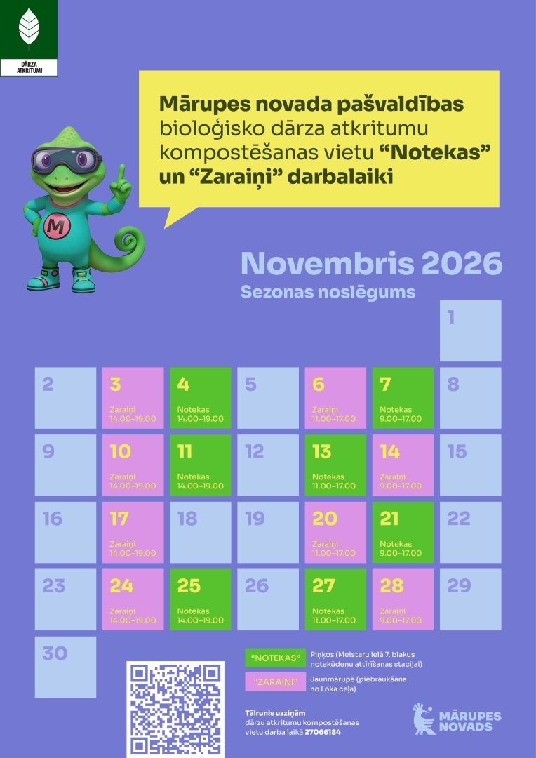 Bioloģisko dārza atkritumu apsaimniekošanas vietu darbalaiks
