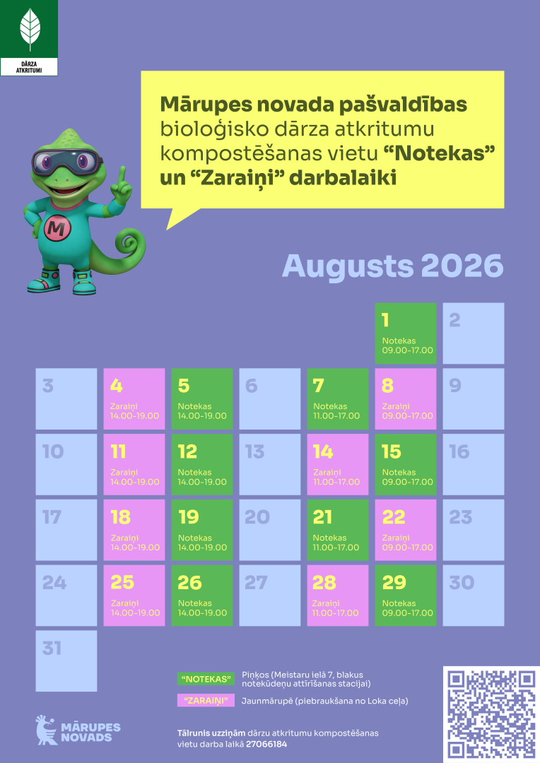 Bioloģisko dārza atkritumu apsaimniekošanas vietu darbalaiks