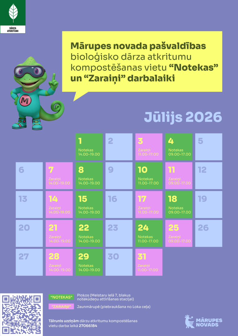 Bioloģisko dārza atkritumu apsaimniekošanas vietu darbalaiks