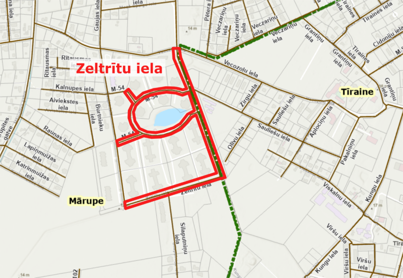 Zeltrītu ielas karte