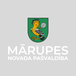 Mārupes novada ģerbonis, krāsains, baltiem burtiem
