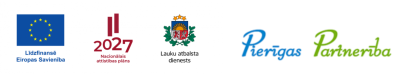 gaišs fons ar krāsainu logo joslu