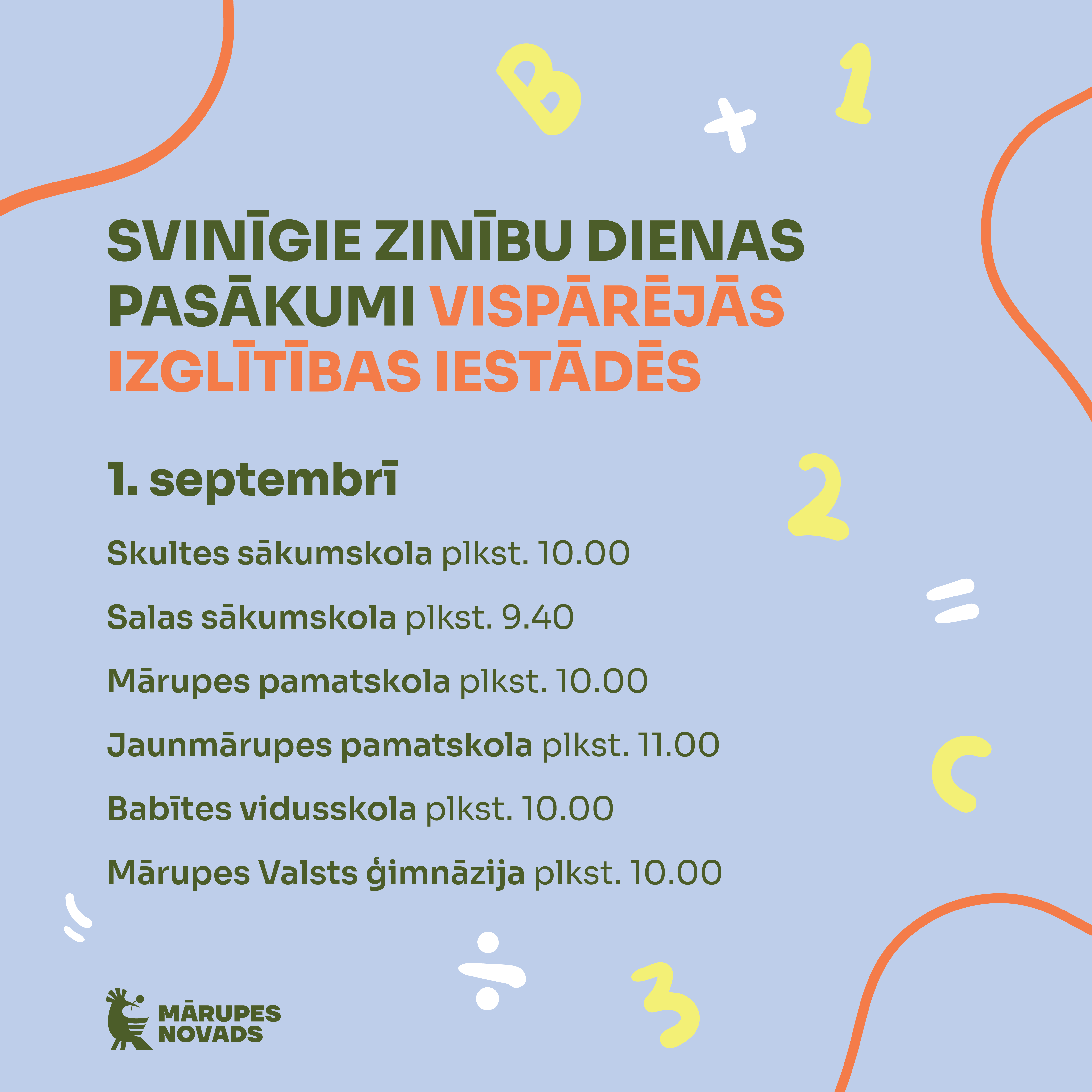 Vizuālis ar zinību dienas pasākumu laikiem