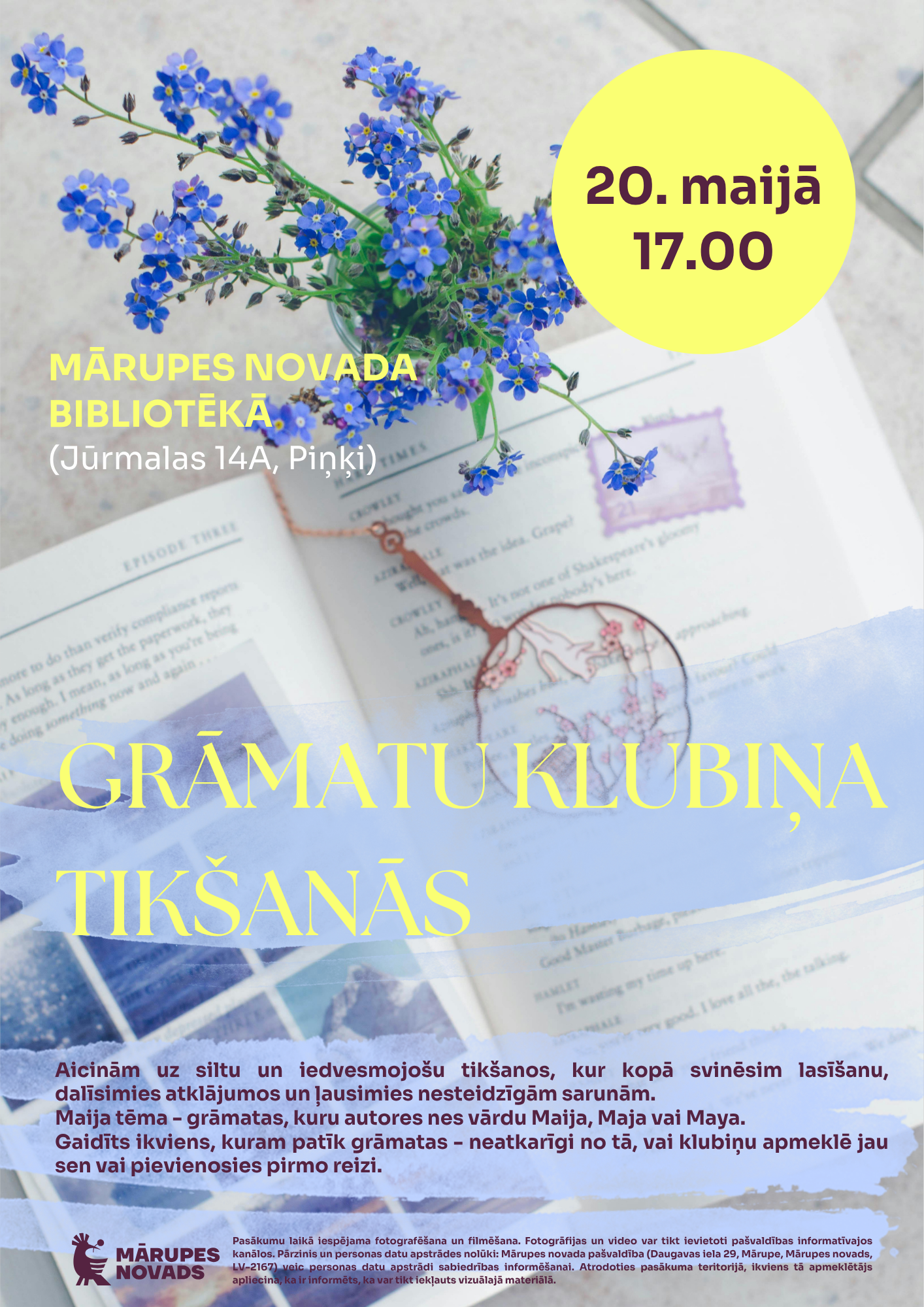 grāmatu klubiņa plakāts ar info
