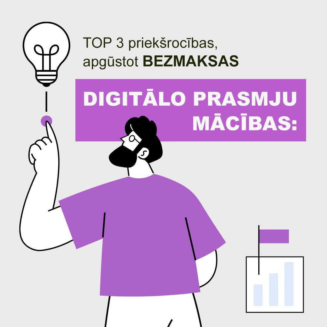 Gaišs vizuālis ar violetiem, melniem un baltiem elementiem