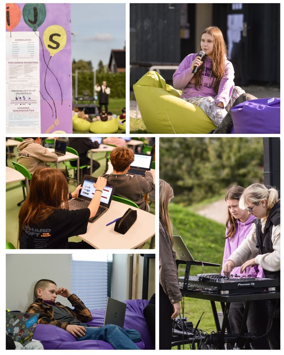 bilžu kolāža ar jauniešiem pasākumos