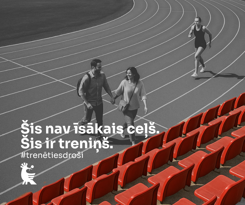 Pāris pastaigājas par skrejceliņu kurā sporto sieviete