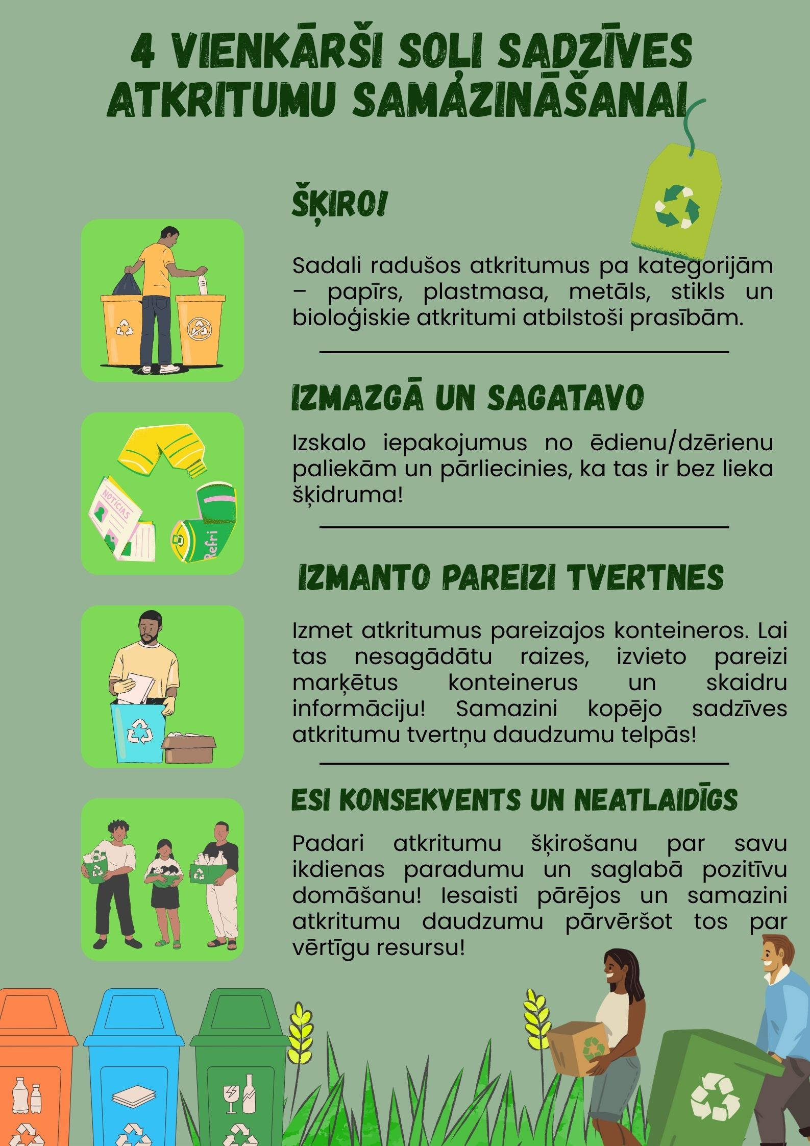 4 vienkārši soļi sadzīves atkritumu samazināšanai