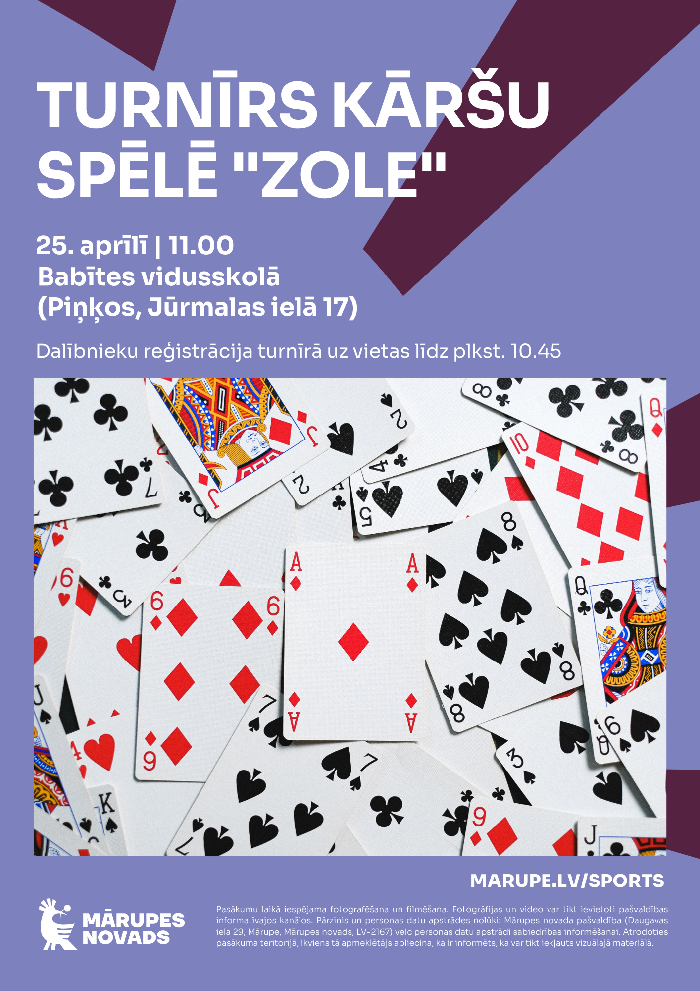 Violeta afiša ar krāsainiem elementiem