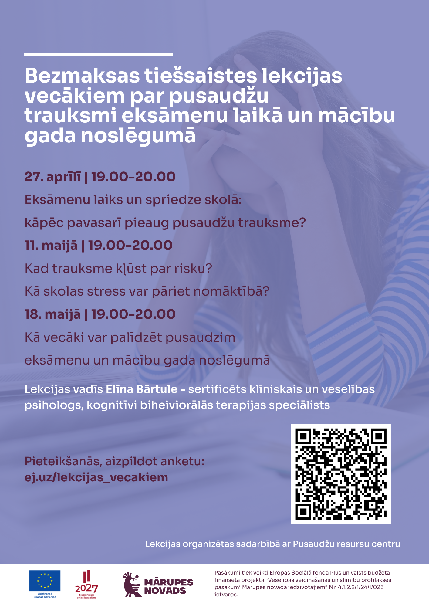 Violeta afiša ar krāsainiem elementiem