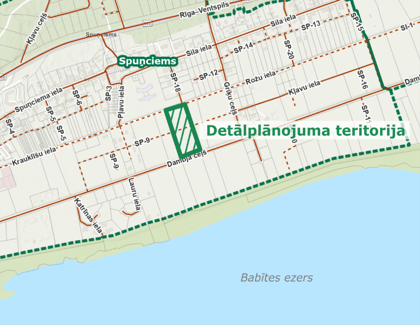 Auziņas Spuņciemā detālplānojuma teritorija_karte