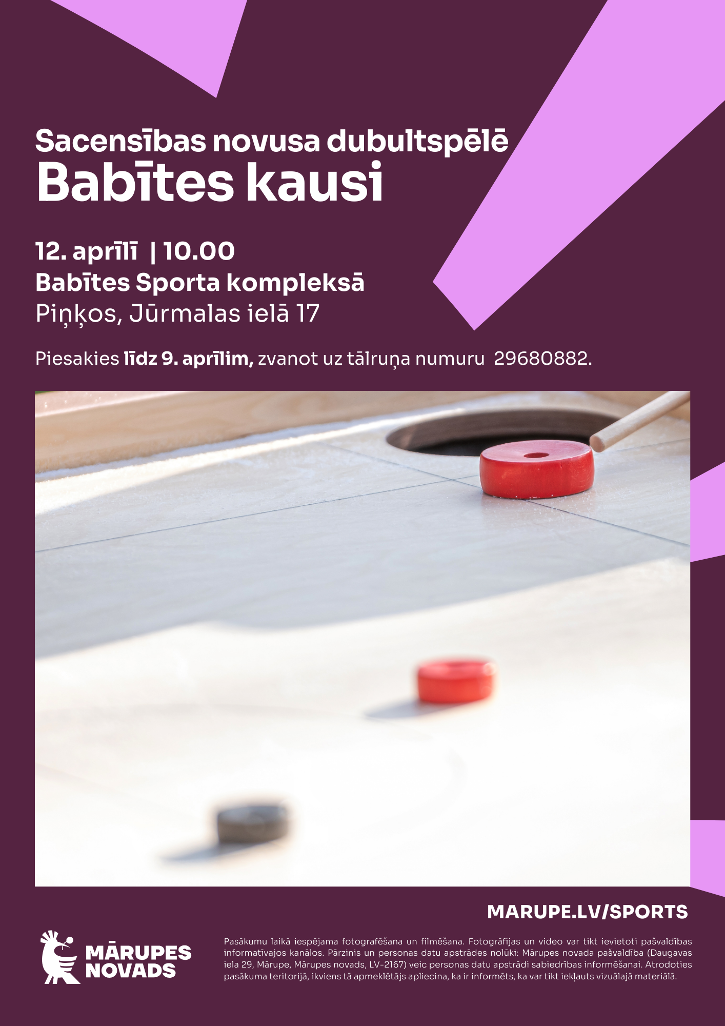 Violeta afiša ar krāsainiem elementiem