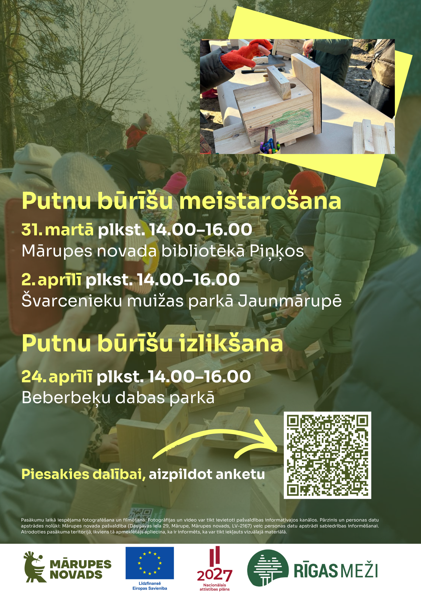 Raibs fons ar tekstu virsū par pasākumu