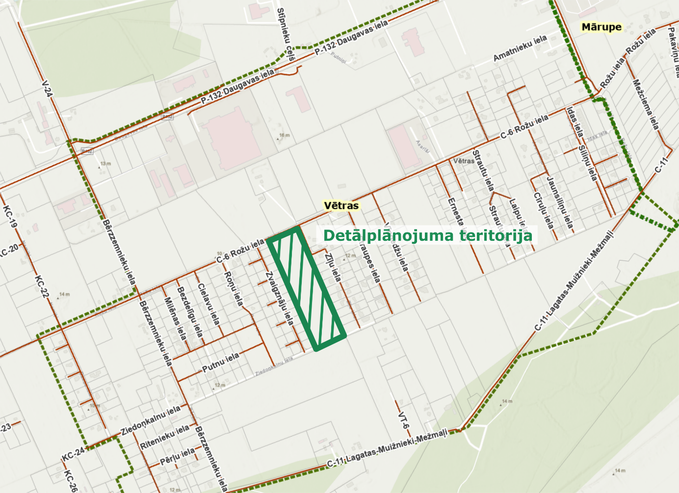 Teritorijas plāna karte zaļā krāsā