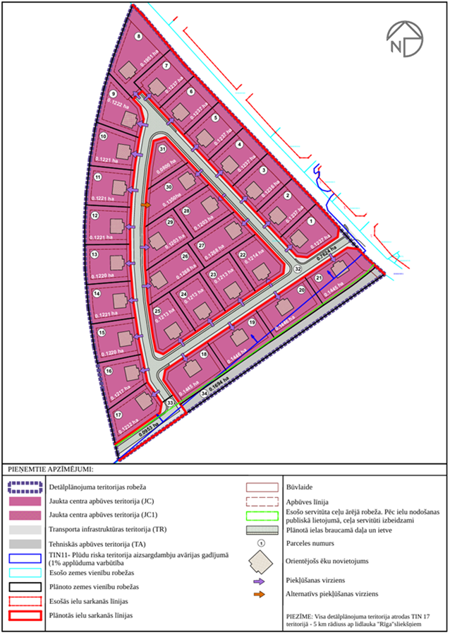 Rozā karte ar teritorijas plāniem
