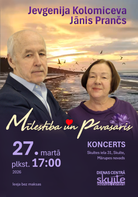 uz jūras fona, divi dziedātāji un info par koncertu