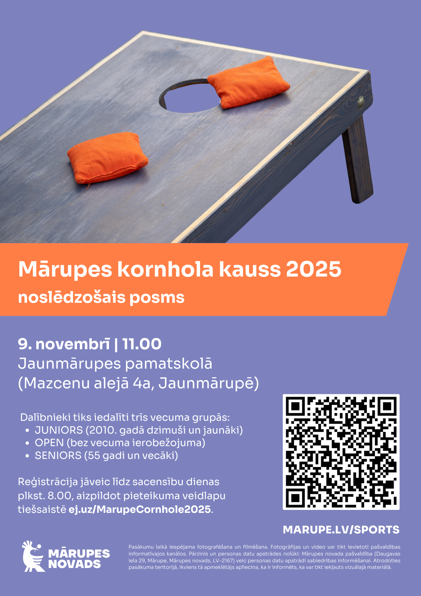 Violeta afiša ar krāsainiem elementiem