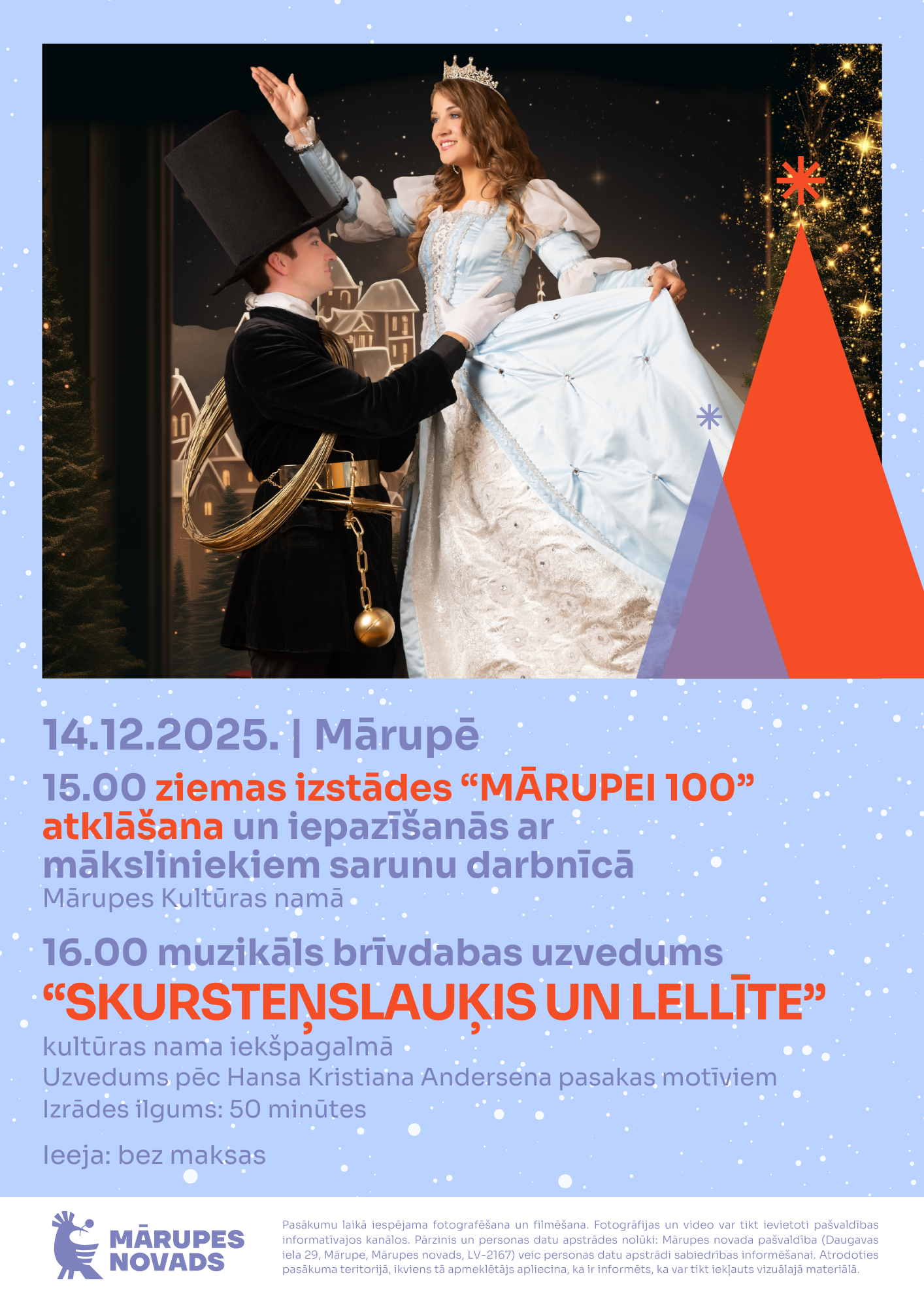 Gaiši zils fons ar foto un tekstu par izstādi