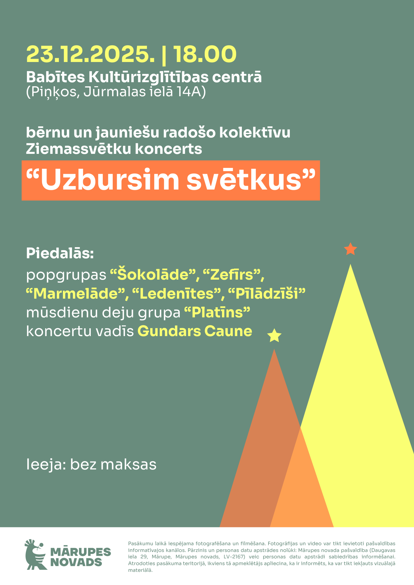 Zilganizaļš fons ar krāsainiem elementiem un tekstiem