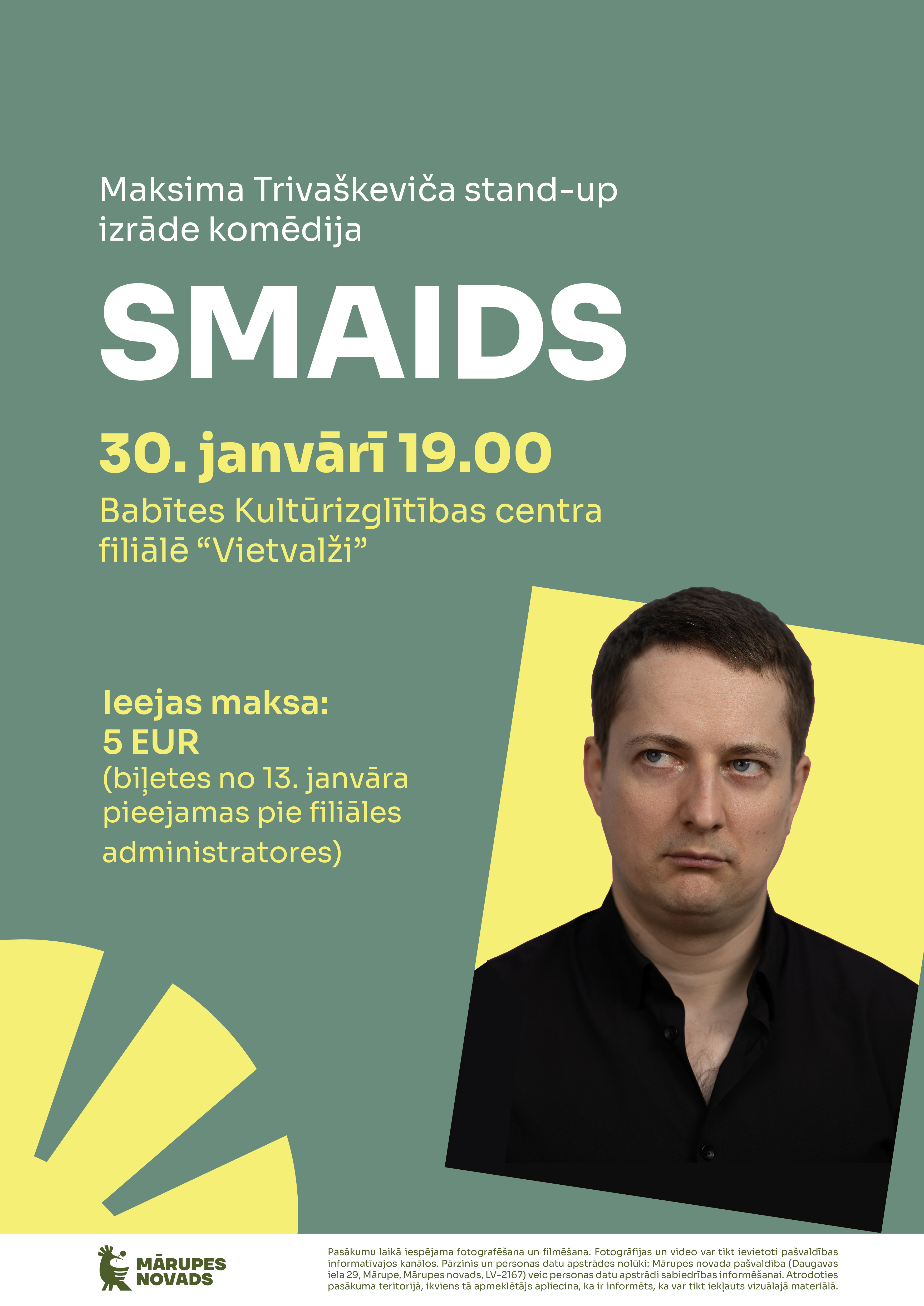 zaļš fons ar krāsainu elementu grafiku un tekstu