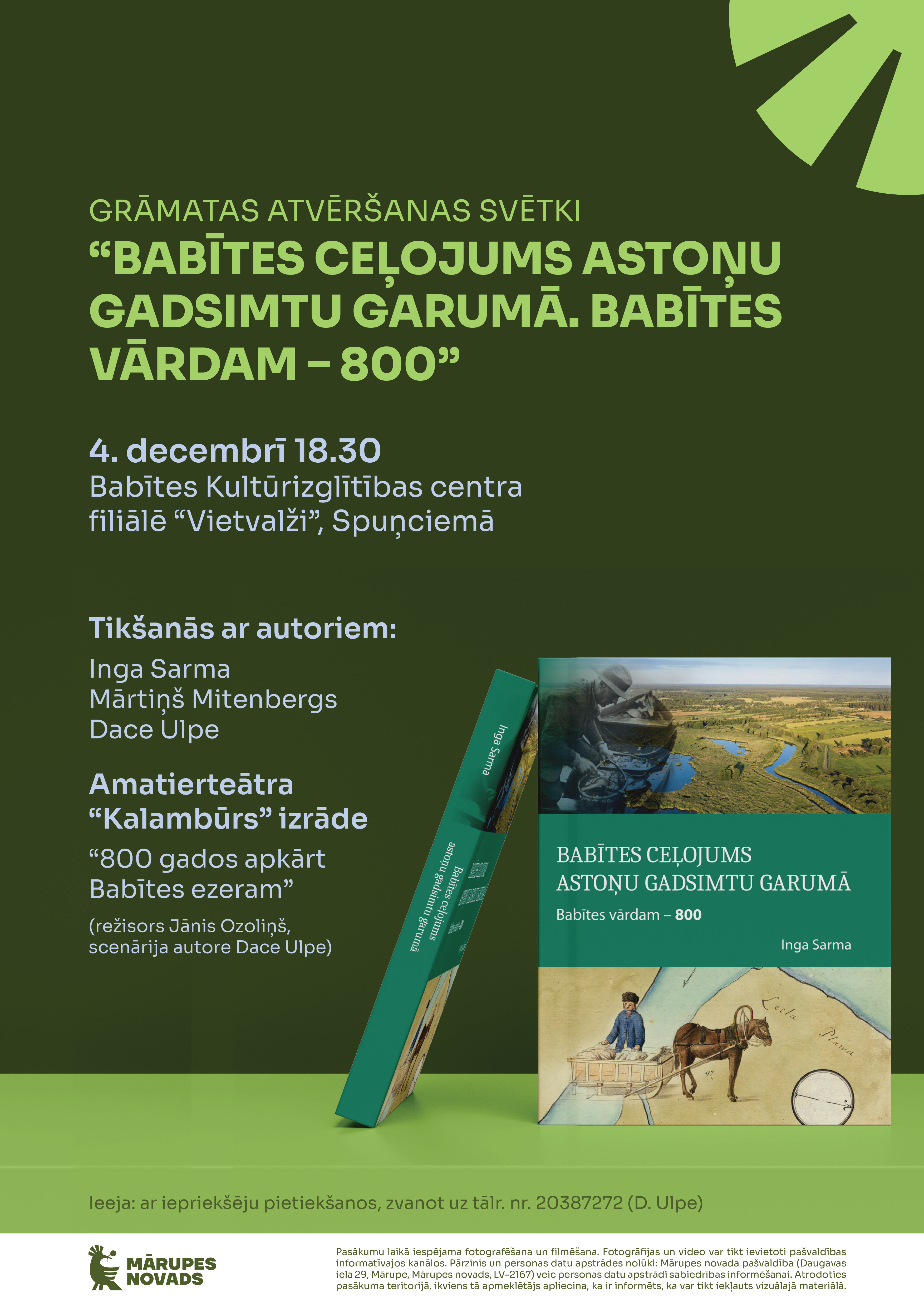 Zaļš fons ar grāmatas elementu un teksta grafiku