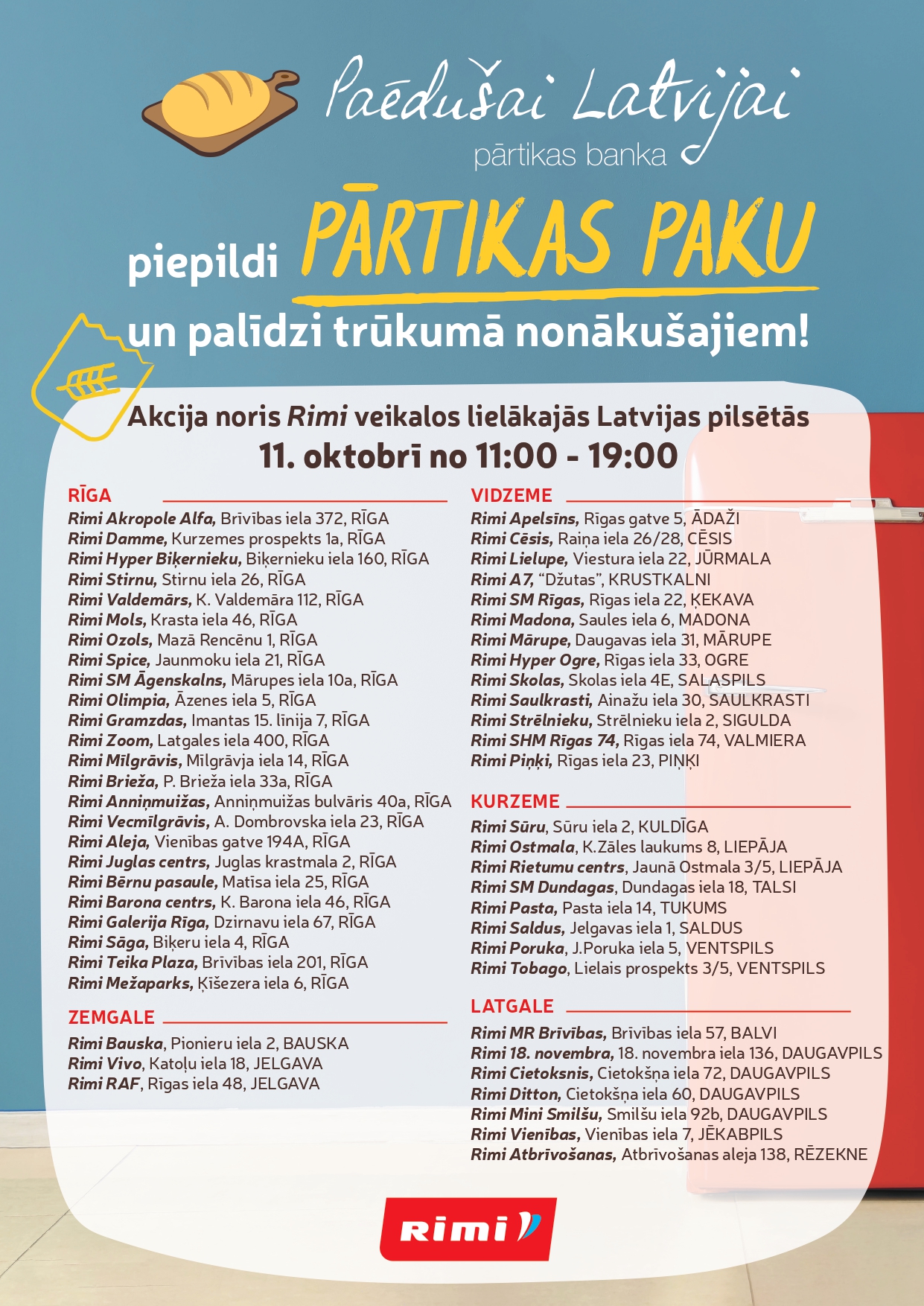 Zilgans fons ar krāsainu grafiku un tekstu par labdarības akciju