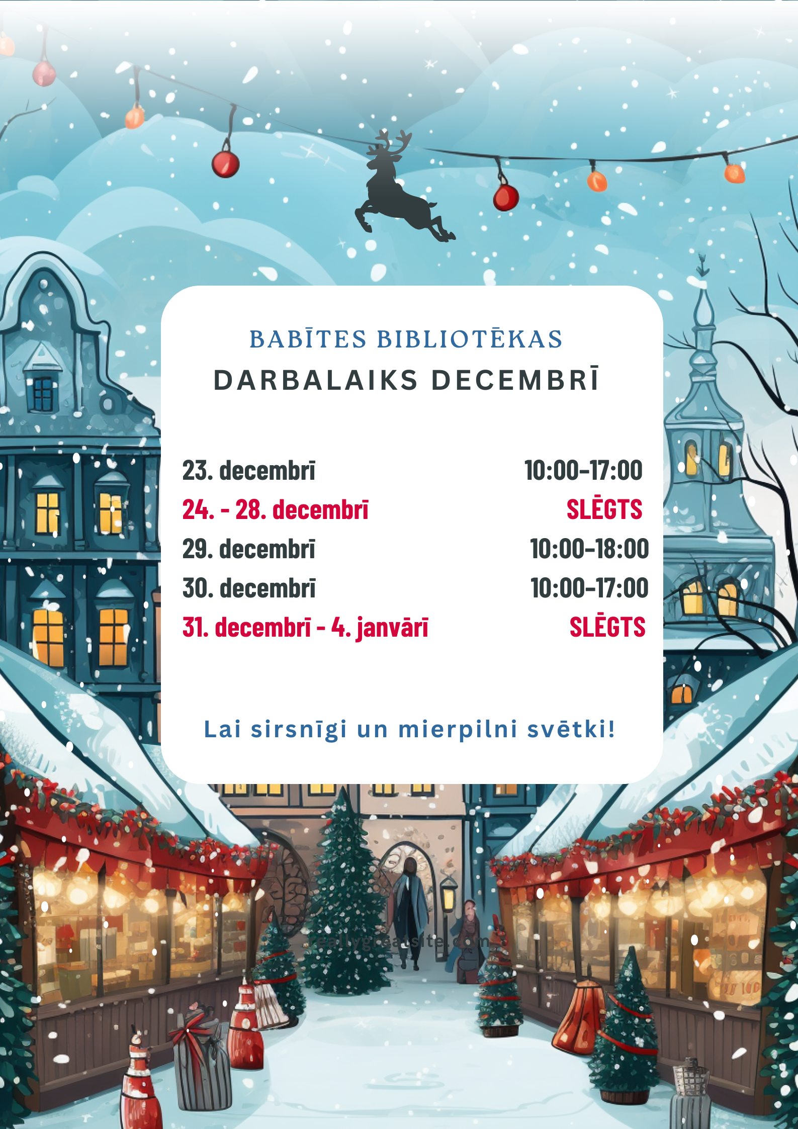 Ziemas skats ar teksta grafiku par darbalaiku