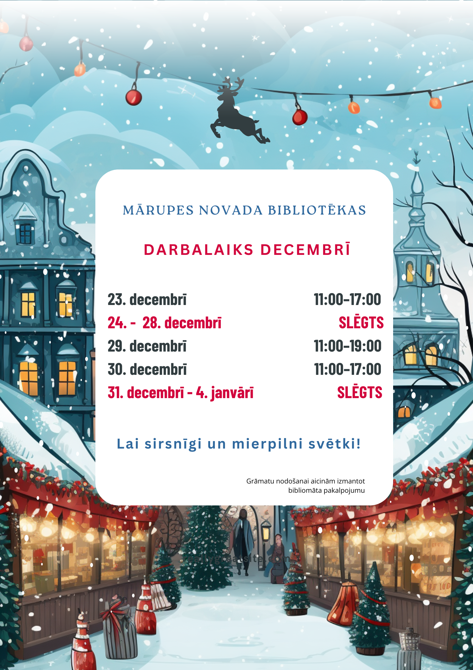 Ziemas skats ar teksta grafiku par darbalaiku