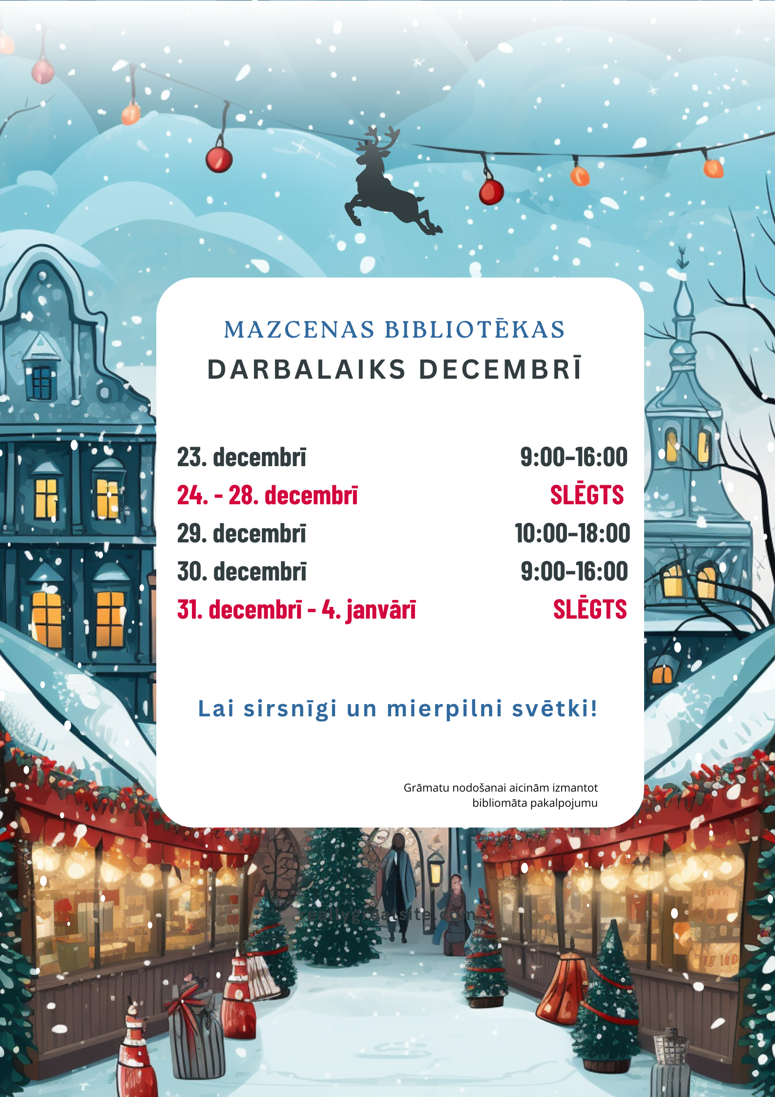 Ziemas skats ar teksta grafiku par darbalaiku