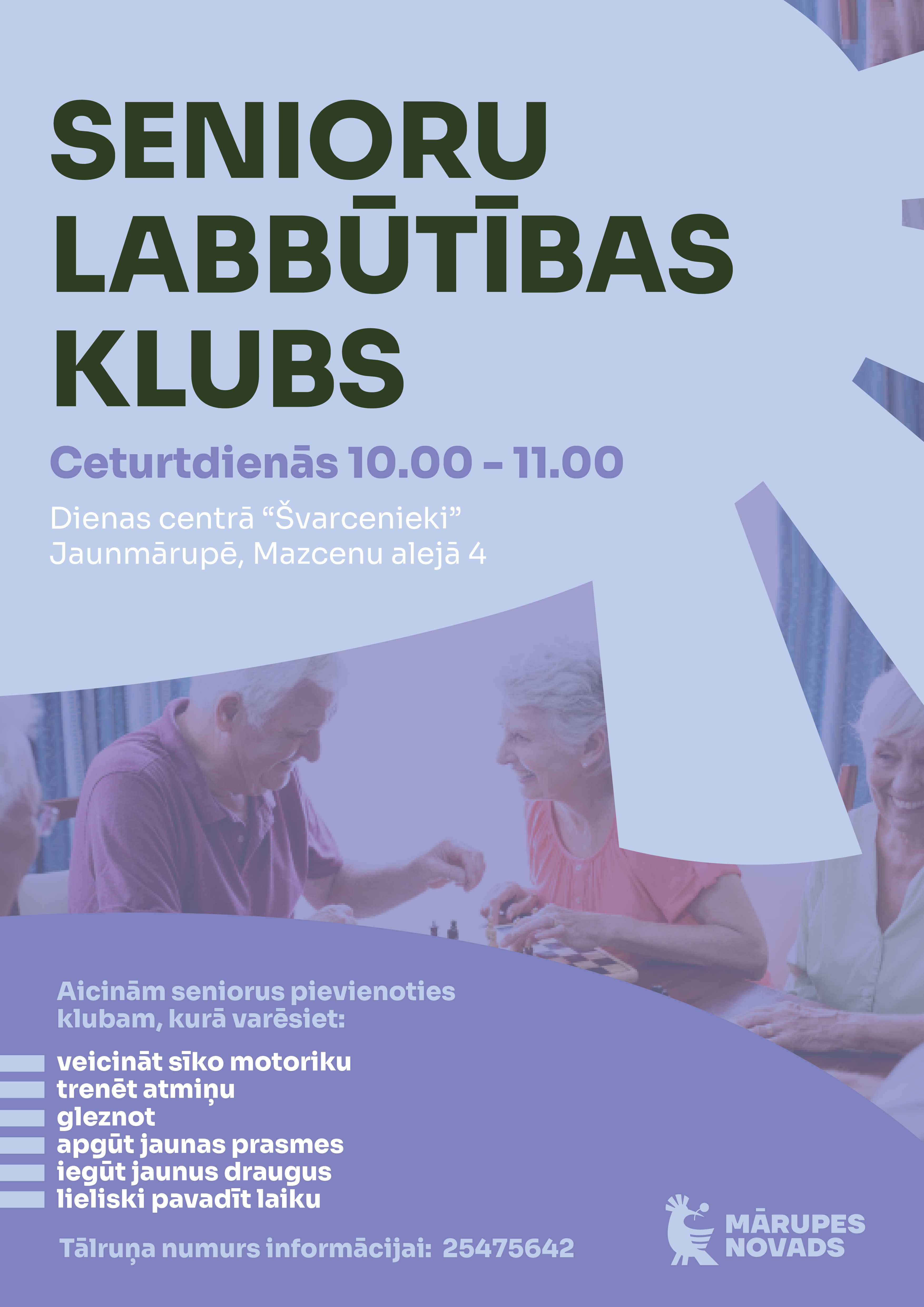 gaiši zils fons un priecīgi seniori, info par pasākumu