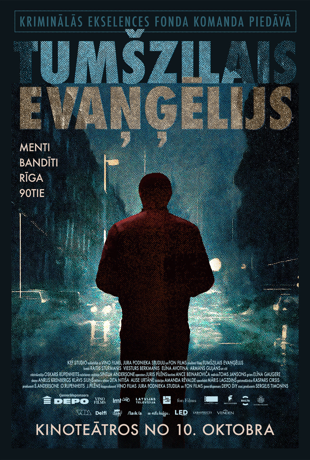 tumši zils fons un gaiši burti 