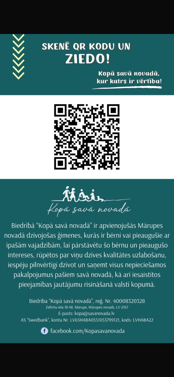 Zaļš fons ar tekstu un qr kodu