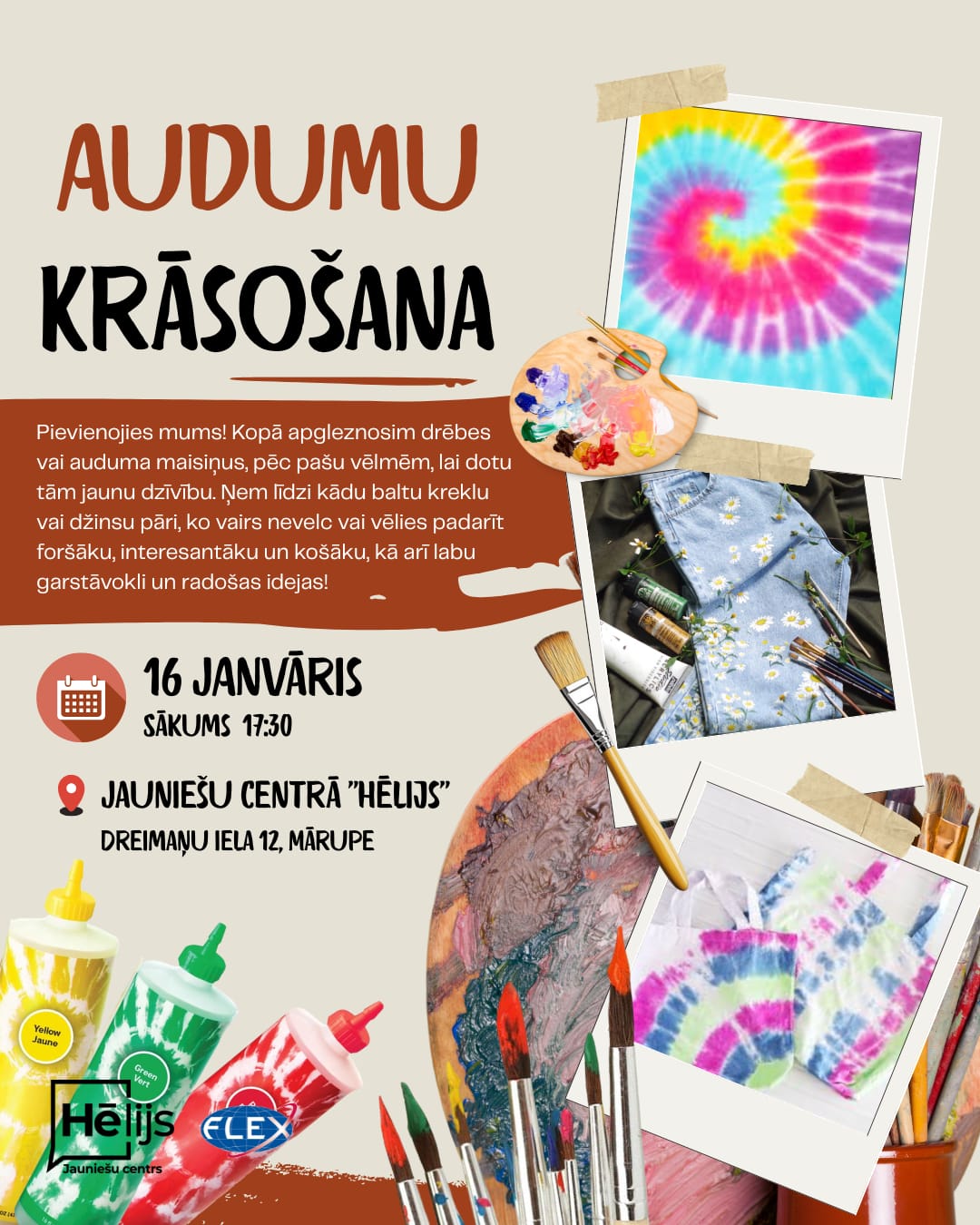 gaišs fons ar krāsainiem elementiem un tekstu