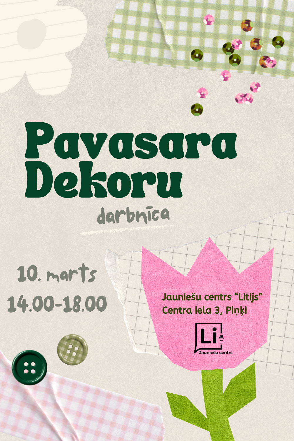 uz gaiša fona dažādas aplikācijas un info par darbnīcu