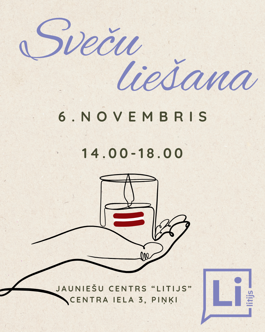 Gaišs fons ar grafiku un tekstu par sveču liešanu