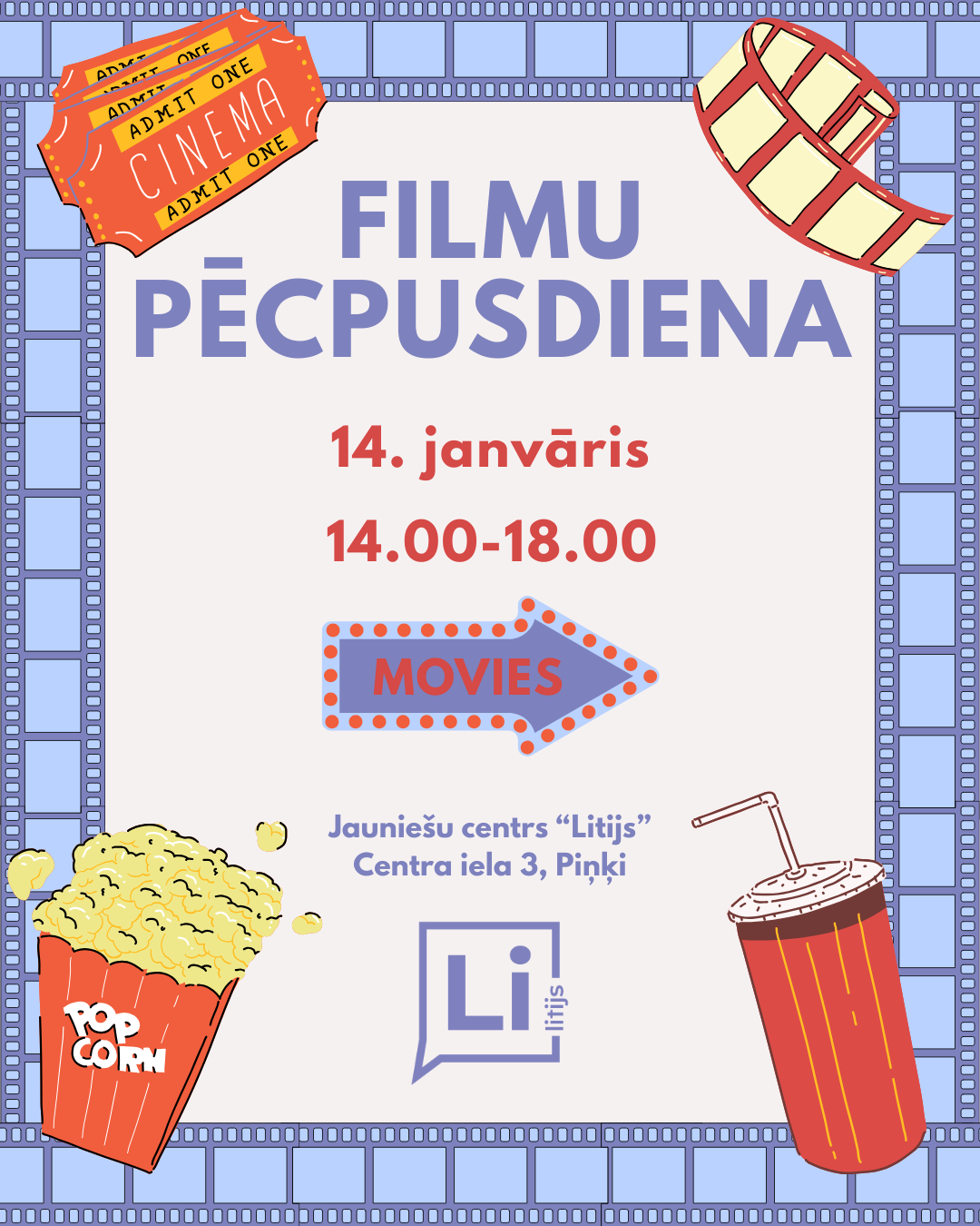 krāsains fons ar filmu elementu grafiku