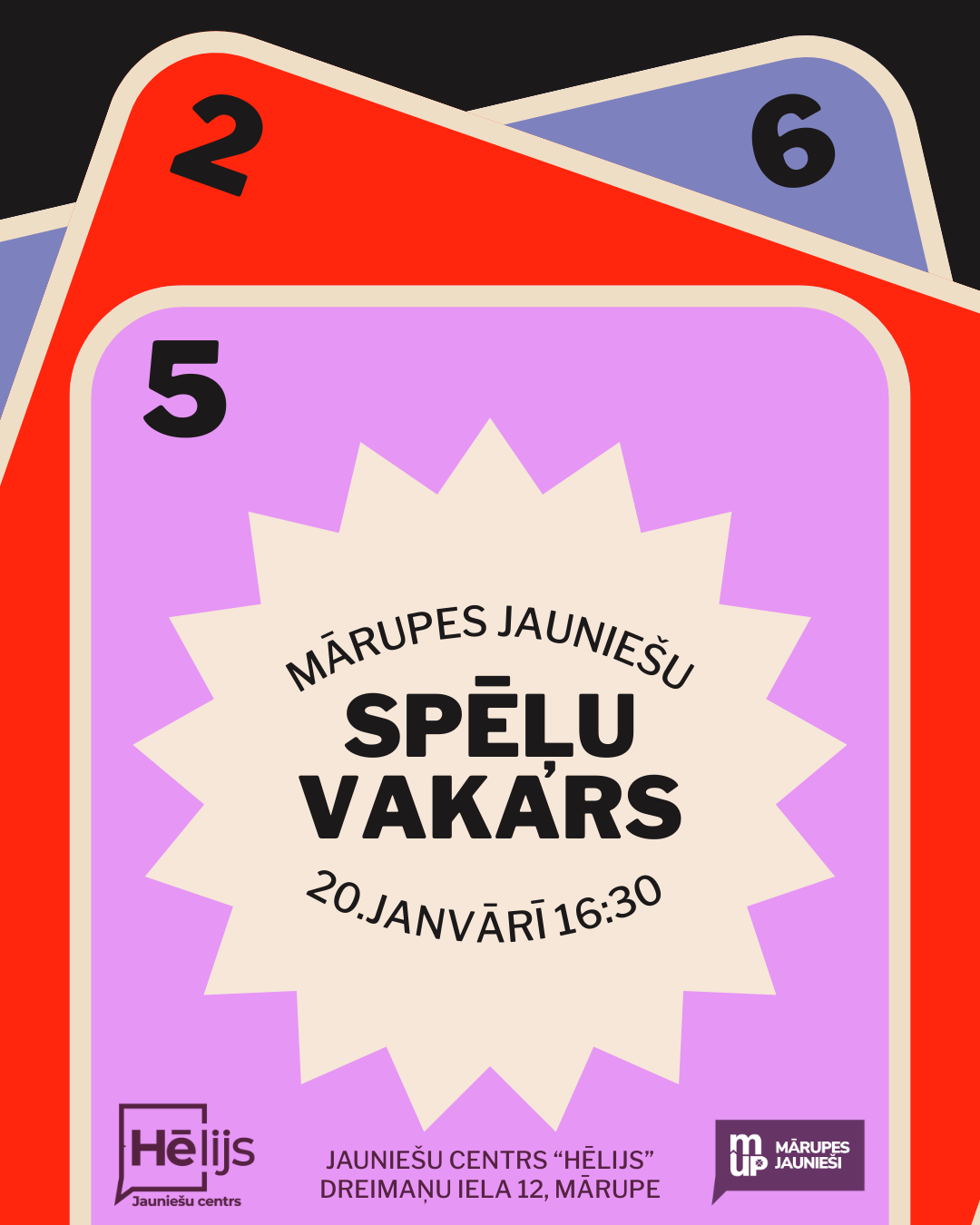 krāsainu karšu fons ar tekstu par pasākumu