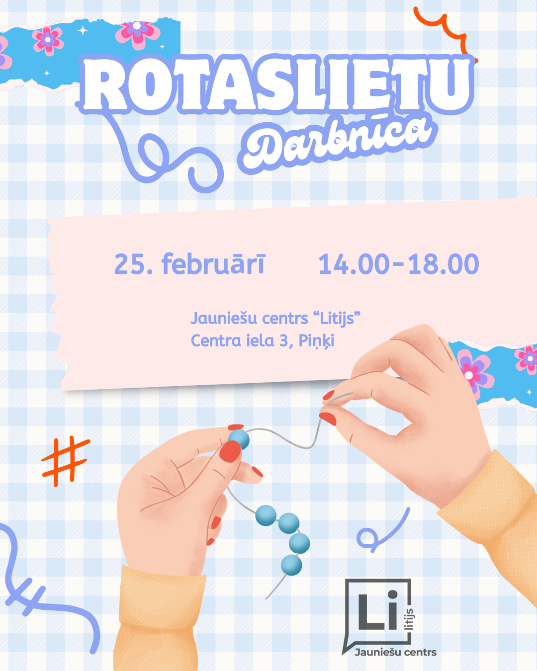 Raibs fons ar teksta grafiku par pasākumu