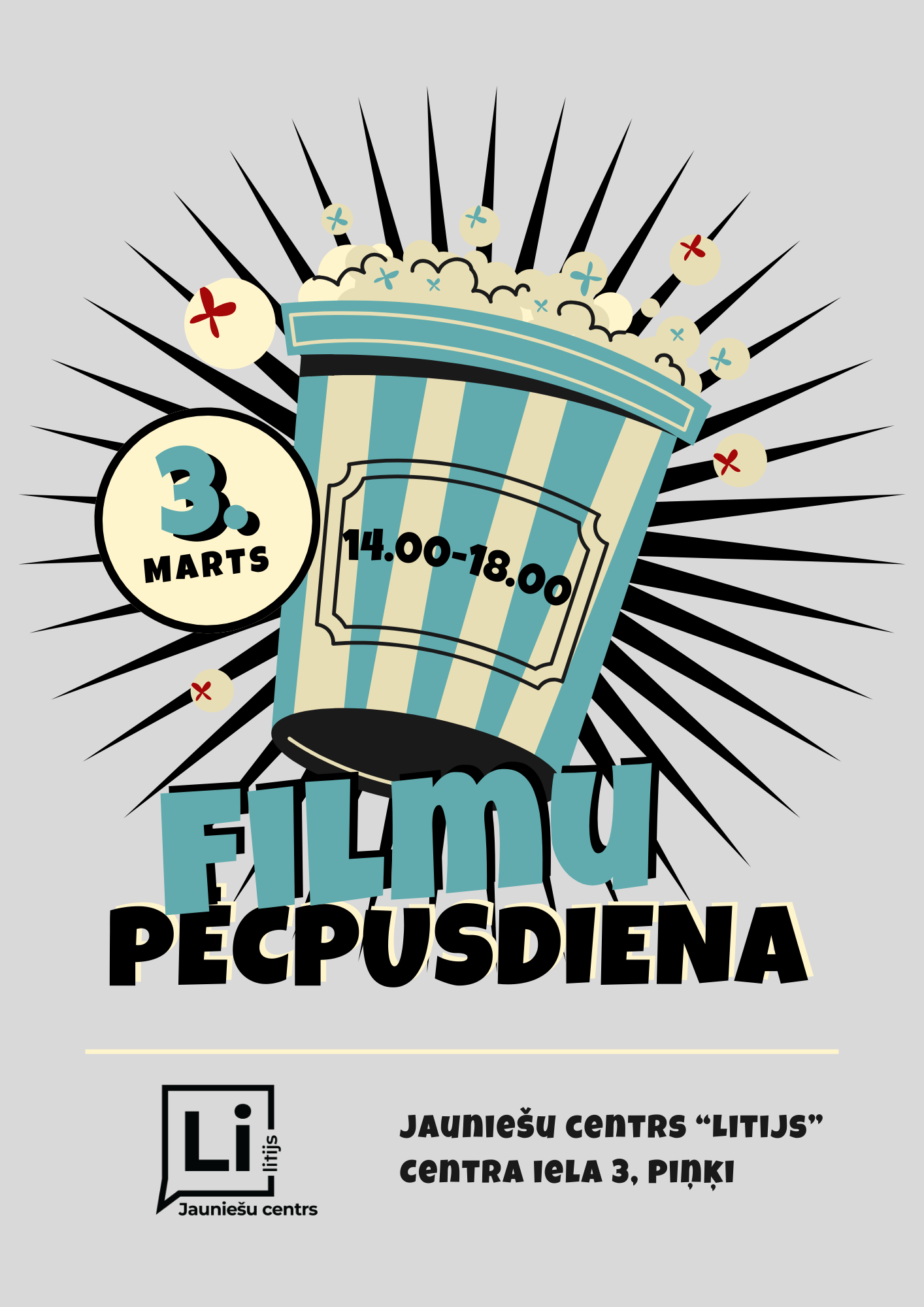 pelēks fons ar krāsainu grafiku un teksta elementiem