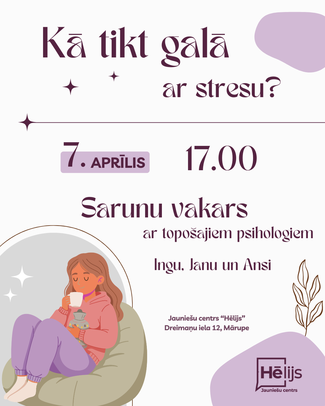 uz gaiša fona informācija par pasākumu jauniešiem - kā mazināt stresu