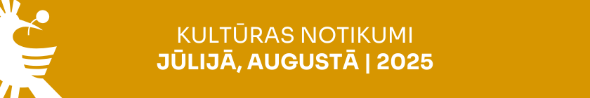 Koši dzeltens fons un balta grafika ar tekstu