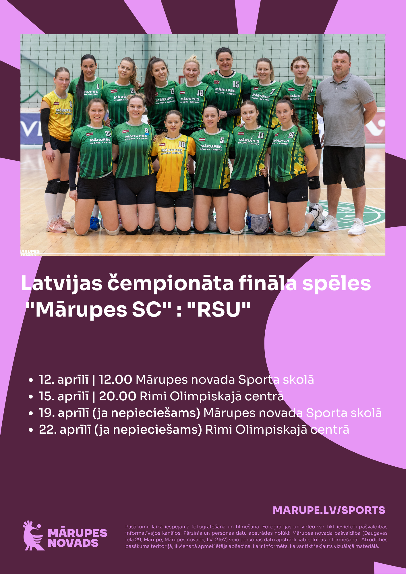 Violeta afiša ar krāsainiem elementiem