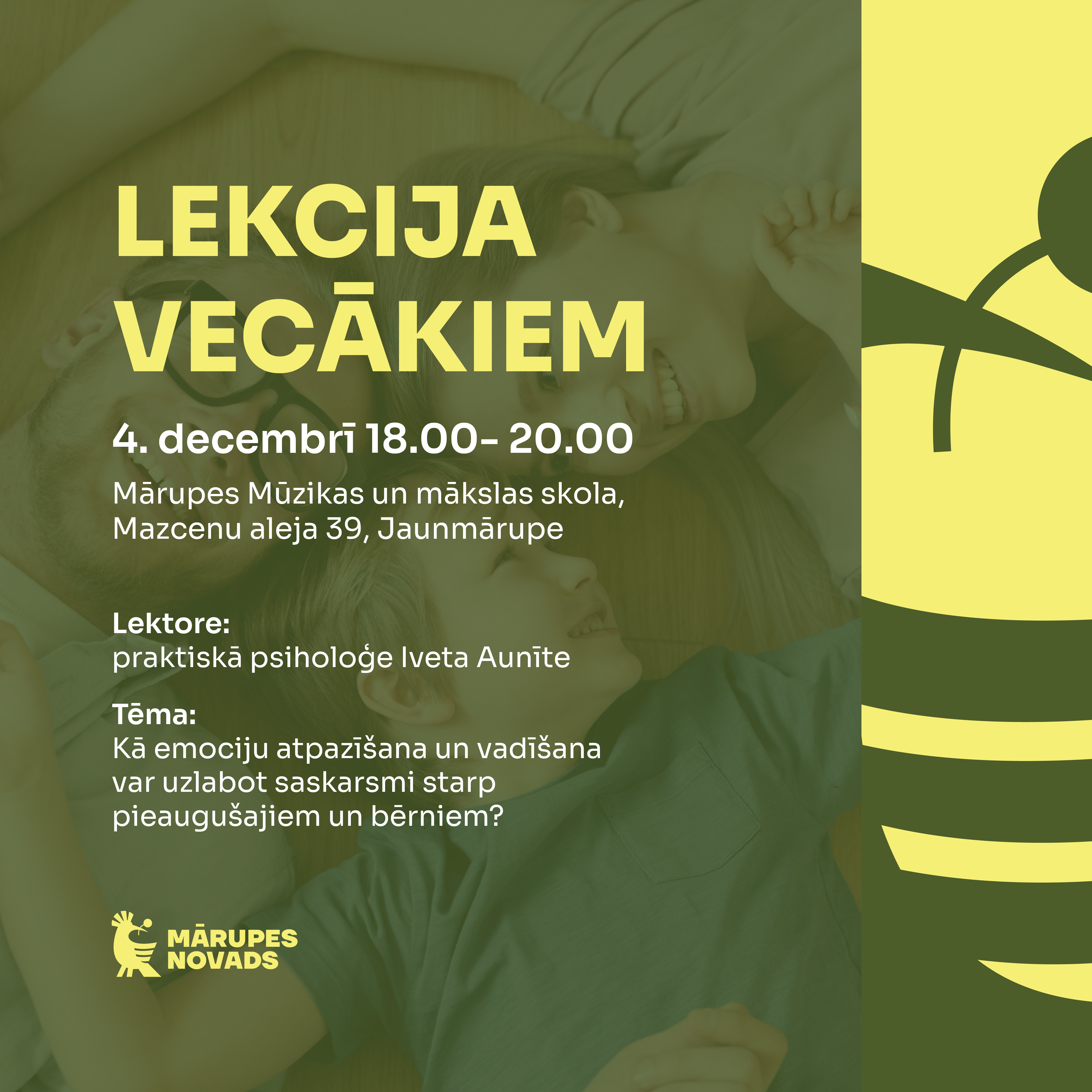 Zaļš fons ar dzelteniem un baltiem burtiem