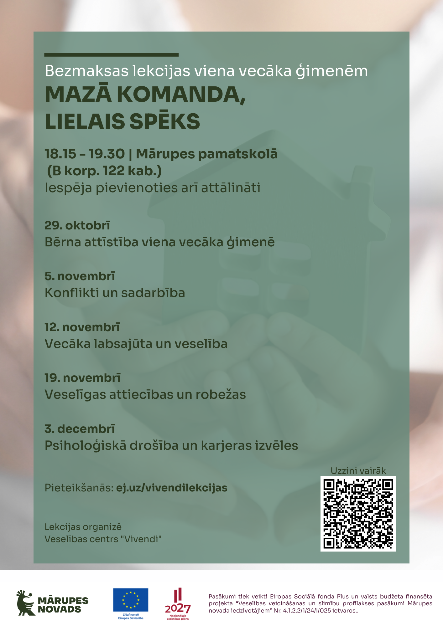 Zaļš fons ar zaļiem tekstiem un krāsainiem elementiem