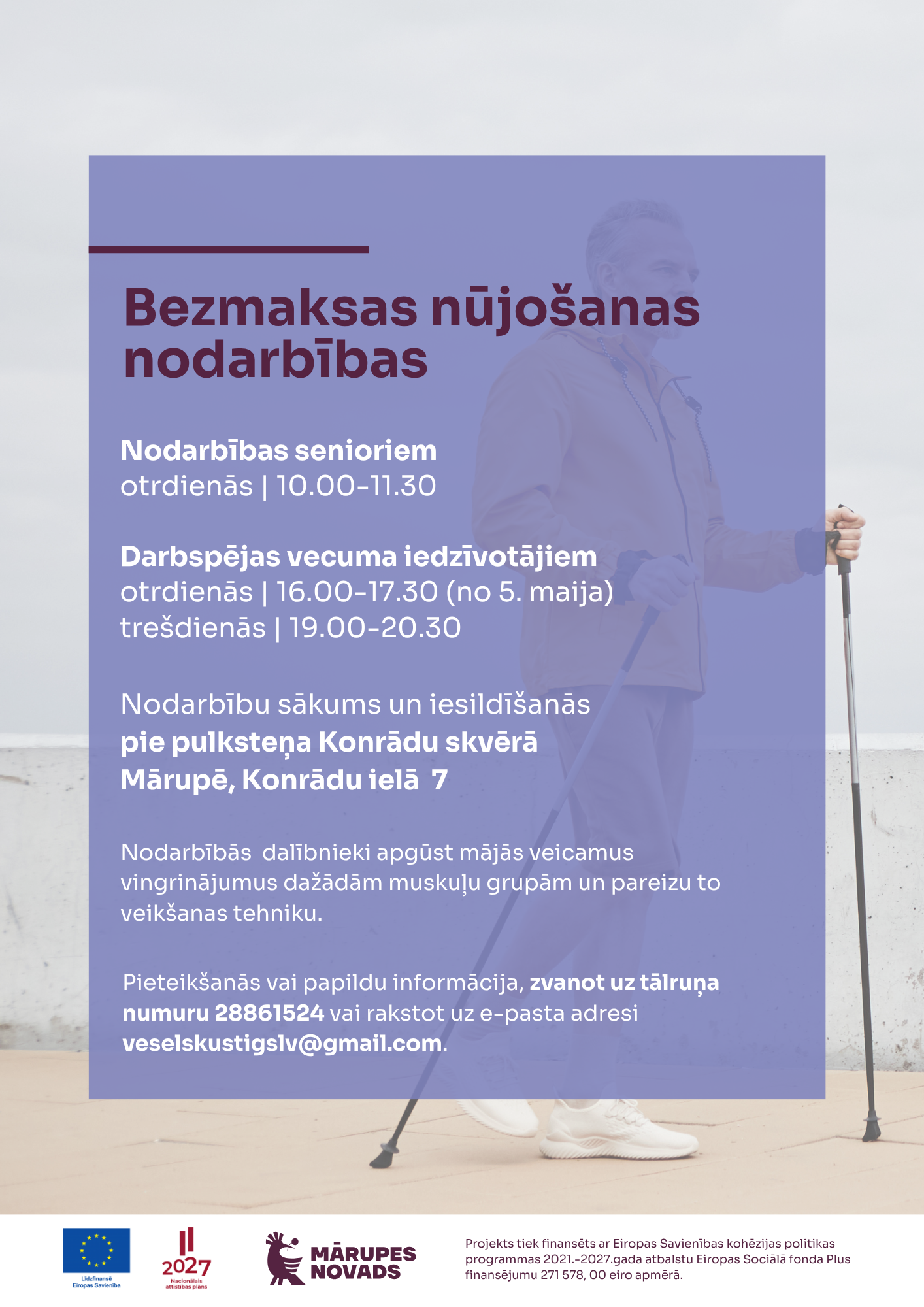 Violeta afiša ar krāsainiem elementiem