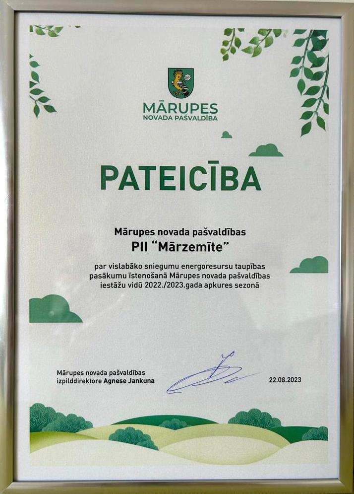 Pateicība PII Mārzemīte