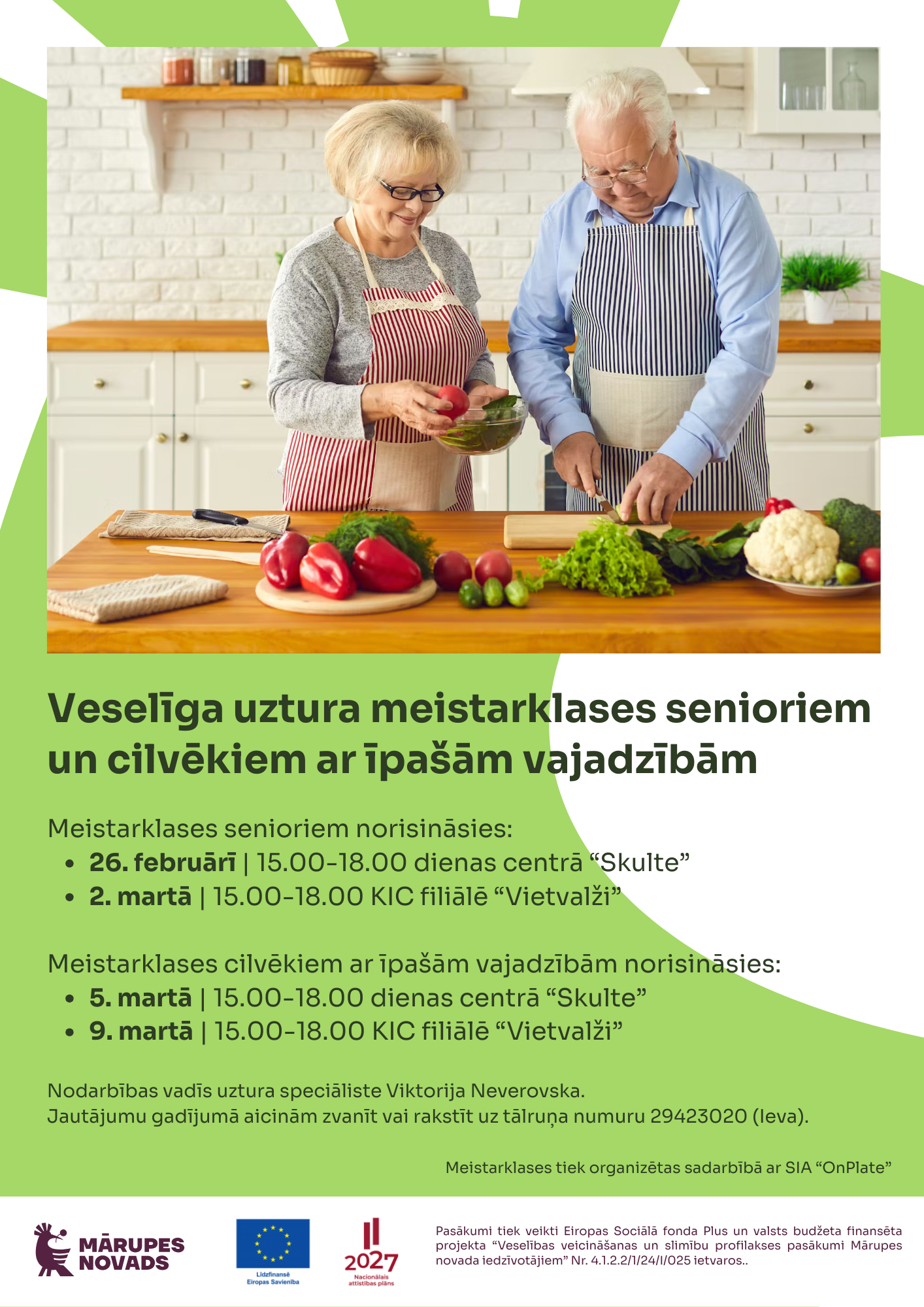 Zaļa afiša ar krāsainiem elementiem