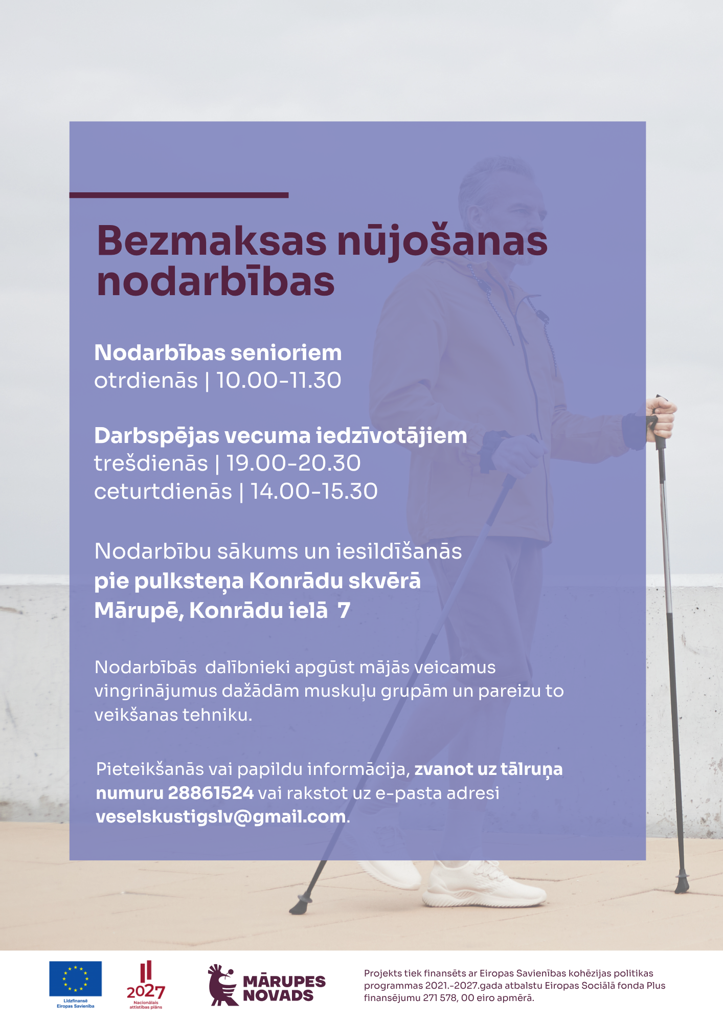 Violeta afiša ar krāsainiem elementiem