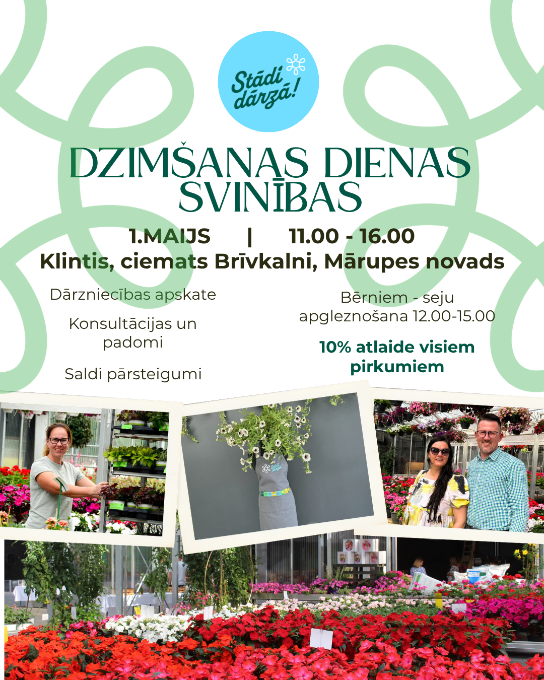 Stādi dārzā 1. maija atvērto dienu vizuālis