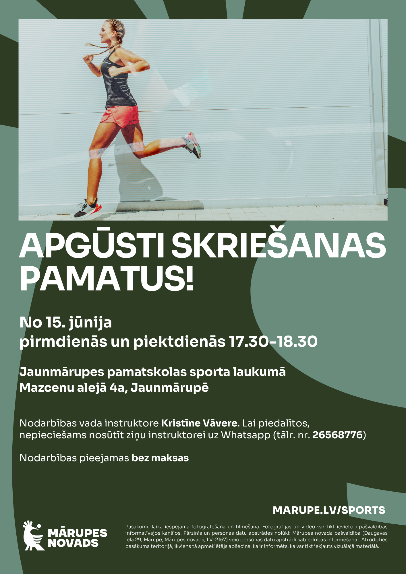 Zaļa afiša ar krāsainiem elementiem